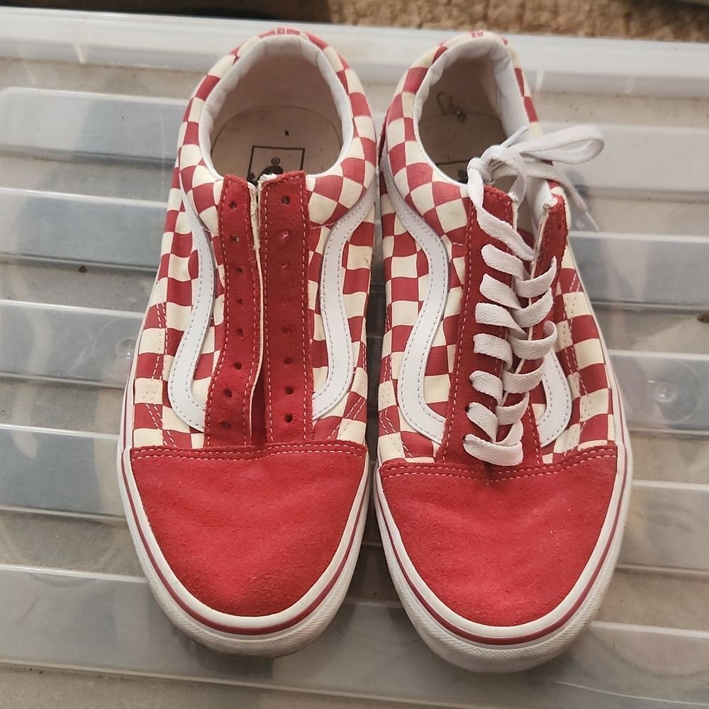 Vans Red Checkerboard Shoes M8.5 W10
